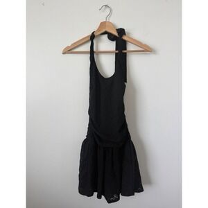 Chocolate Women's Halter Lace Dress with Built-In Shorts – Black – Size large